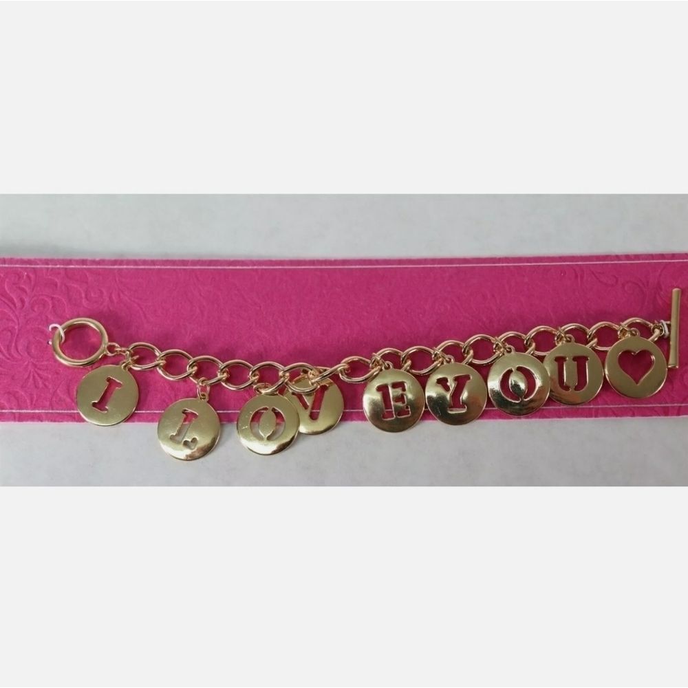 5/$21 ❤ Gold I LOVE YOU TOGGLE Charm Bracelet
